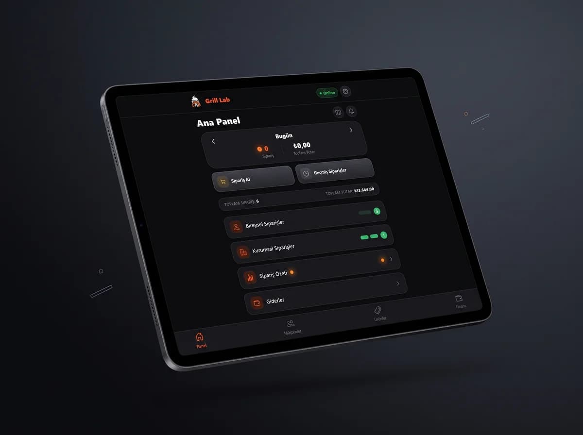 Grill Lab B2B panelinde gelen siparişler listesi