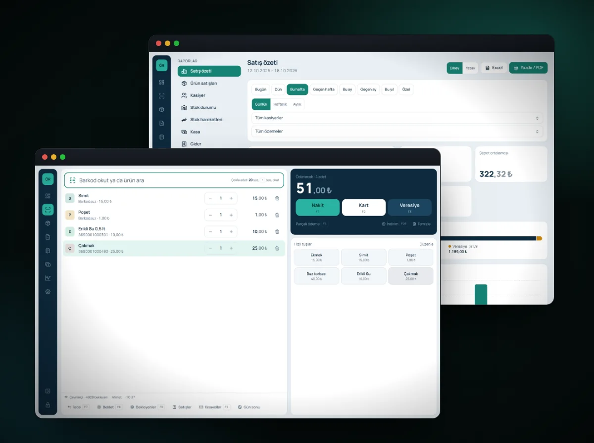 Tekel Portal satış ekranı ve satış raporu